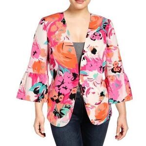 Nine West Floral Polyester Blend Jacket .Size 16